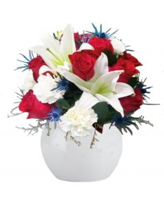 Patriot Bouquet in Opal Vase