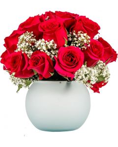 18 Hot Pink Roses in Opal